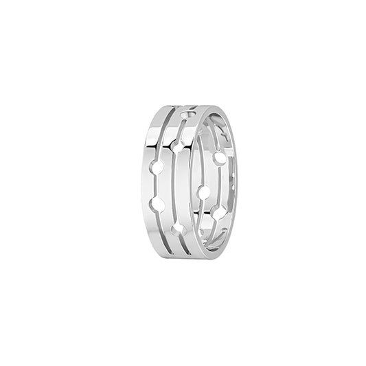 Bague Pulse moyen modèle or blanc 18Kt