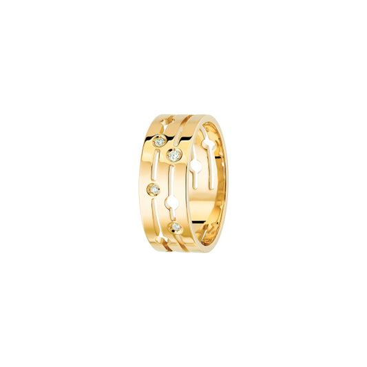 Bague Pulse moyen modèle or jaune 18Kt et diamants