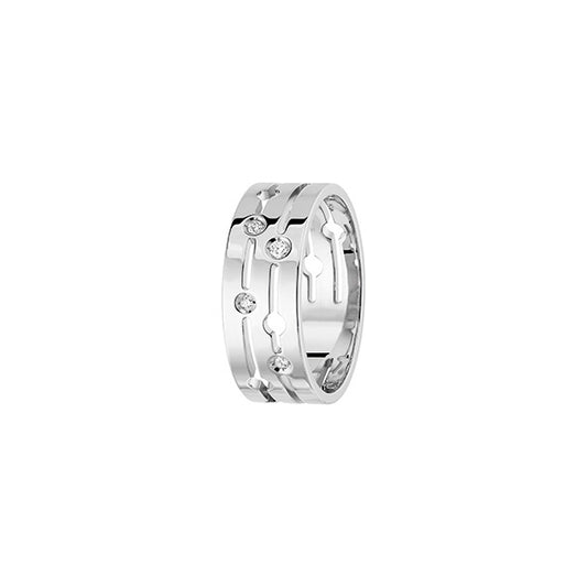 Bague Pulse moyen modèle or blanc 18Kt et diamants