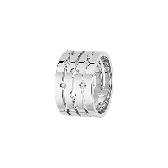 Bague Pulse grand modèle or blanc 18Kt et diamants