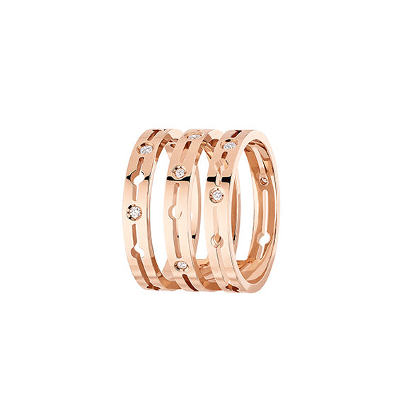 Bague Pulse 3 rangs or rose 18Kt et diamants