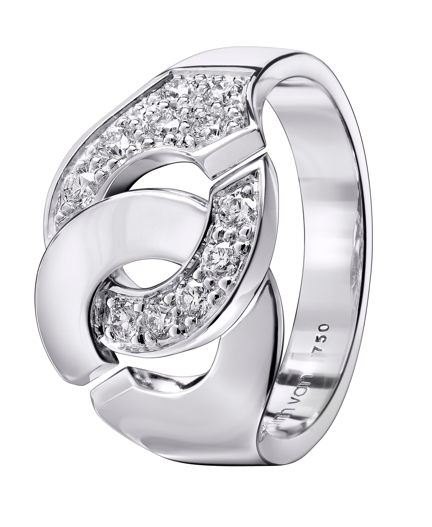 Bague Menottes R12 or blanc 18Kt et diamants