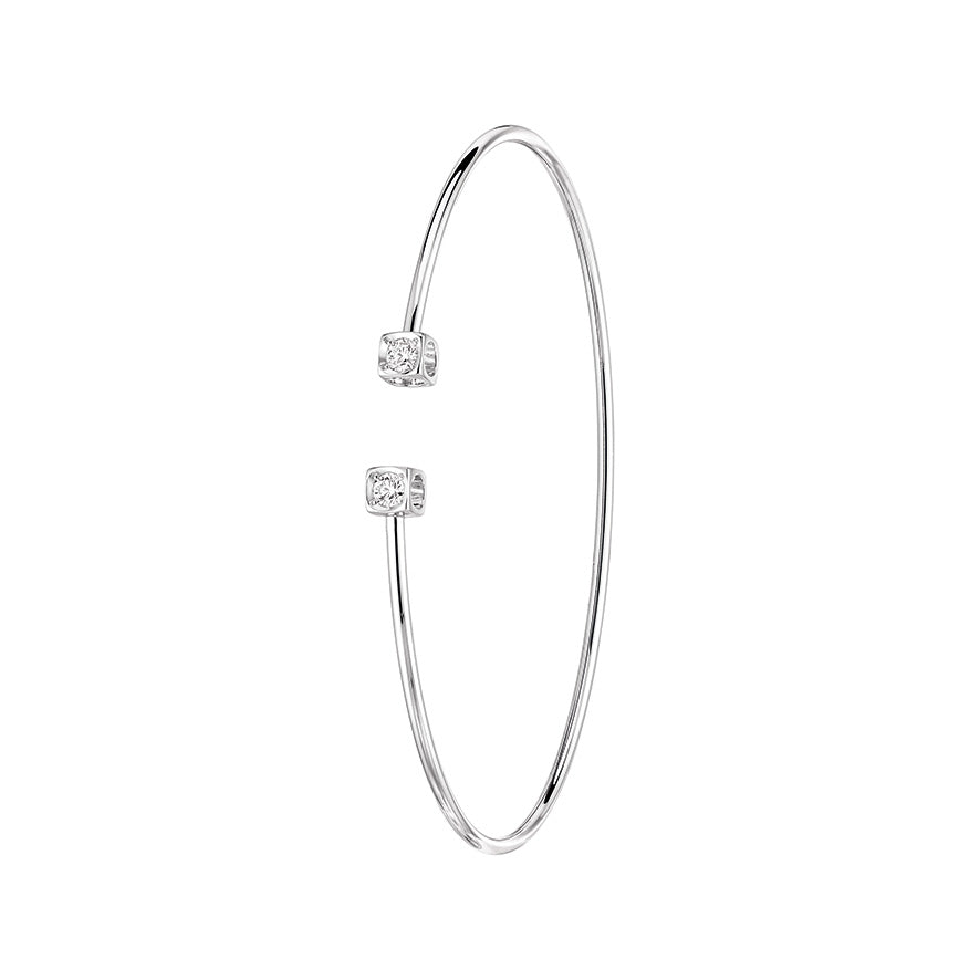 Bracelet flex Le Cube Diamant petit modèle or blanc 18Kt et diamants