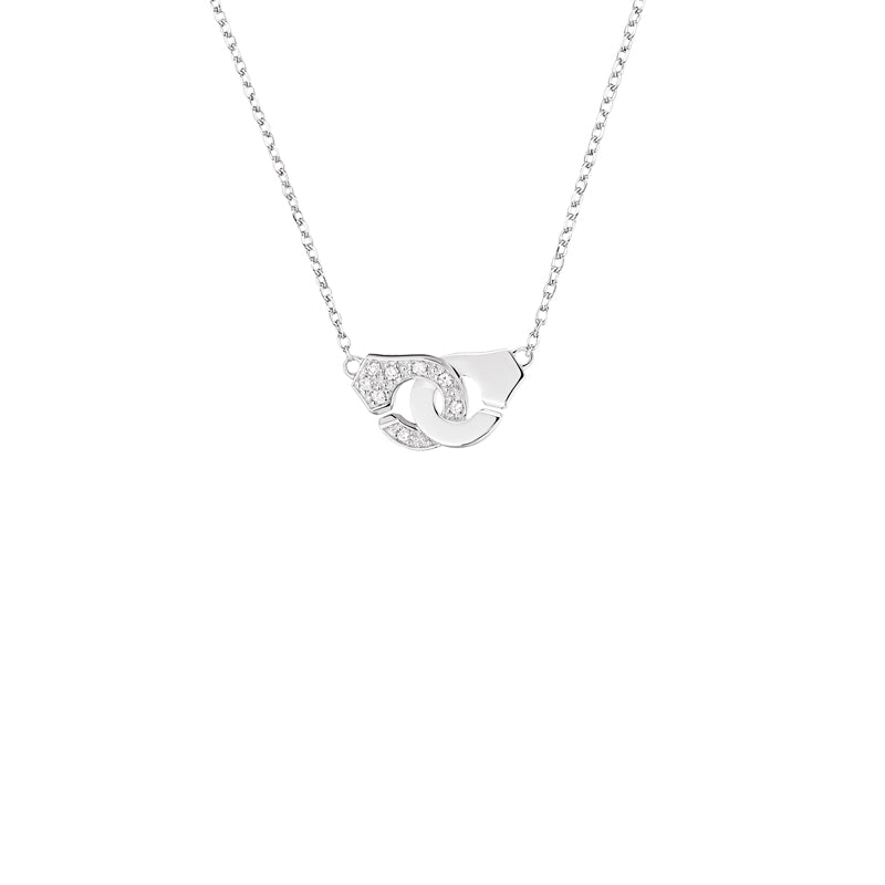 Collier Menottes R8 or blanc 18Kt et diamants