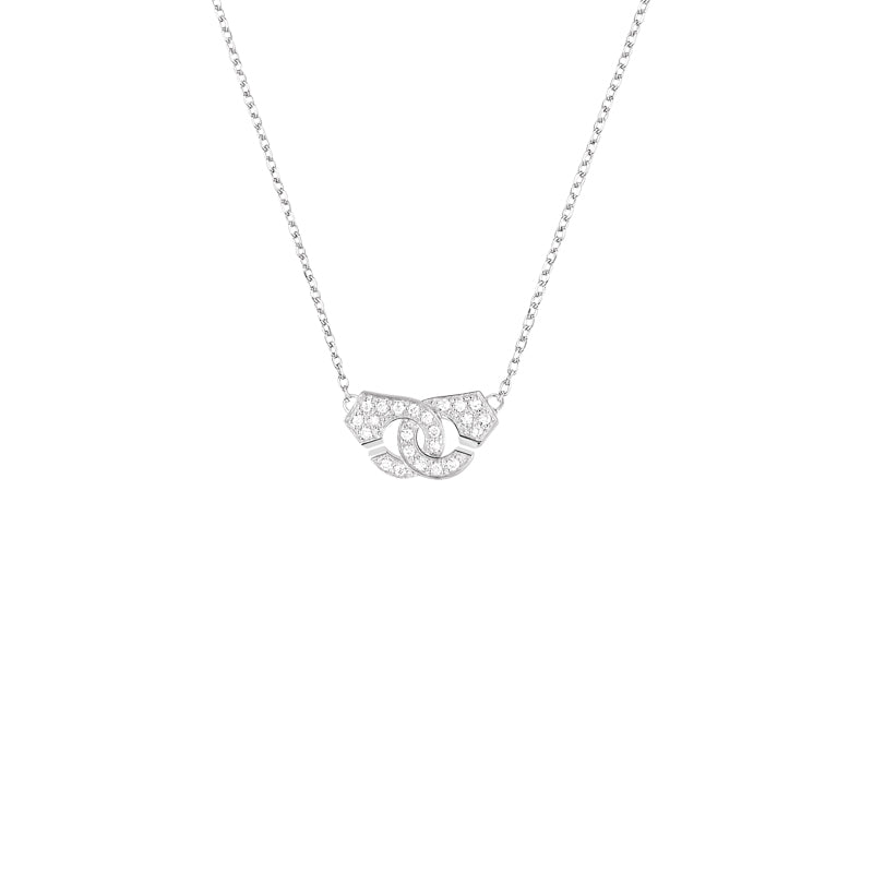 Collier Menottes R8 or blanc 18Kt et diamants