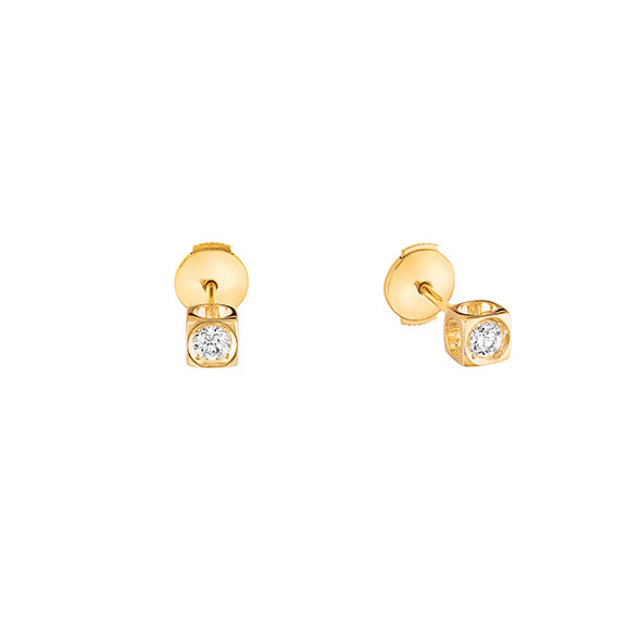 Puces d'oreilles Le Cube Diamant moyen modèle or jaune 18Kt et diamants