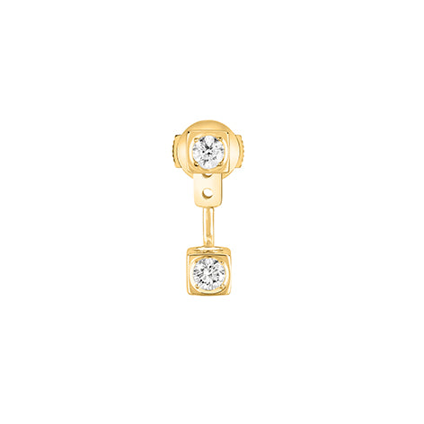 Mono boucle d'oreille Le Cube Diamant or jaune 18Kt et diamant