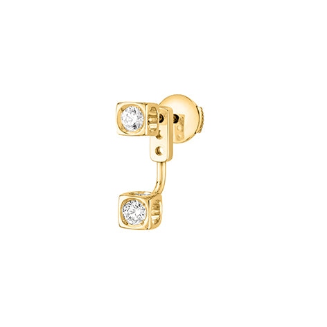 Mono boucle d'oreille Le Cube Diamant or jaune 18Kt et diamant