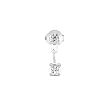 Mono boucle d'oreille Le Cube Diamant or blanc 18Kt et diamant