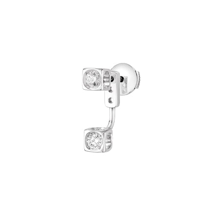 Mono boucle d'oreille Le Cube Diamant or blanc 18Kt et diamant