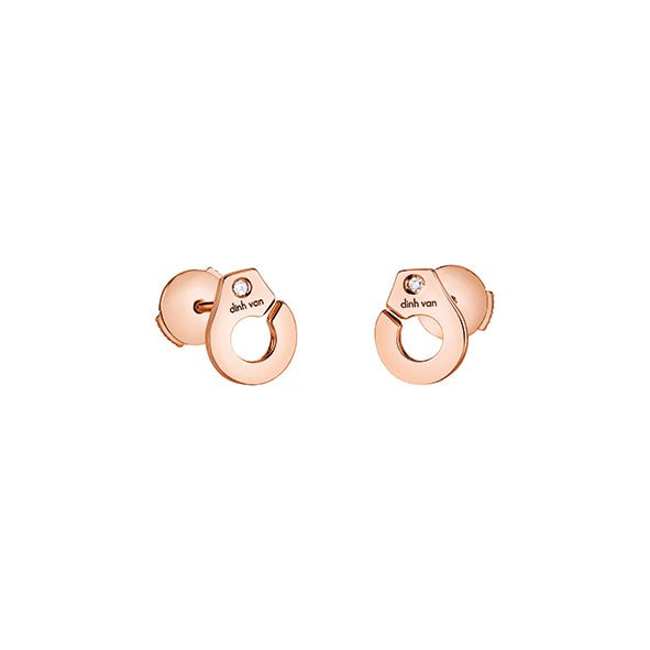 Puces d'oreilles Menottes R7.5 or rose 18Kt et diamants.