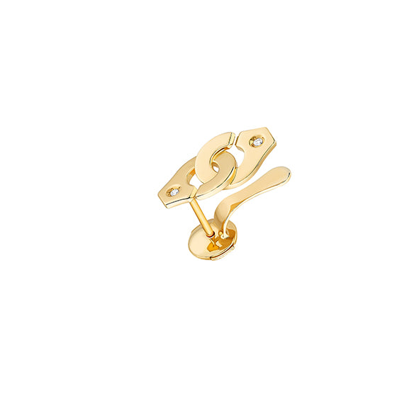 Mono boucle d'oreille Menottes R8 or jaune 18Kt et diamants