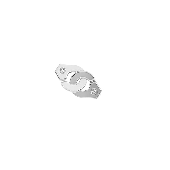 Mono boucle d'oreille Menottes R8 or blanc 18Kt et diamants