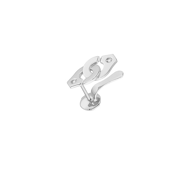 Mono boucle d'oreille Menottes R8 or blanc 18Kt et diamants