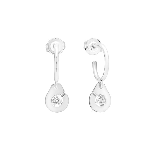 Créoles Menottes R8 or blanc 18Kt et diamants