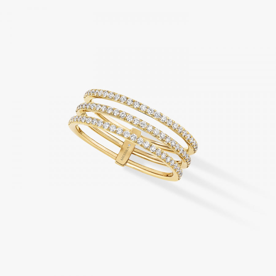 Bague Gatsby 3 rangs or et diamants