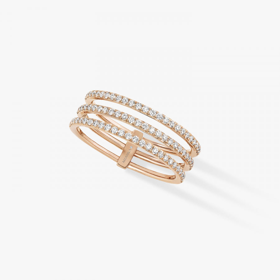 Bague Gatsby 3 rangs or et diamants