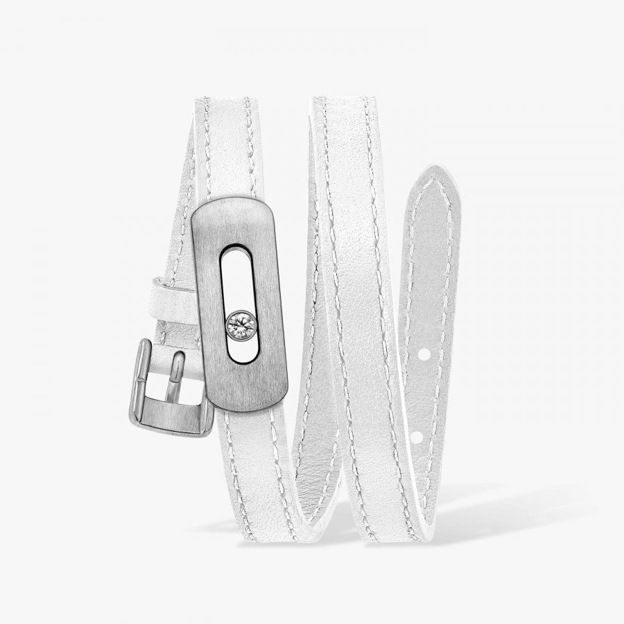 Bracelet My Move motif Titane naturel et bracelet cuir double tour