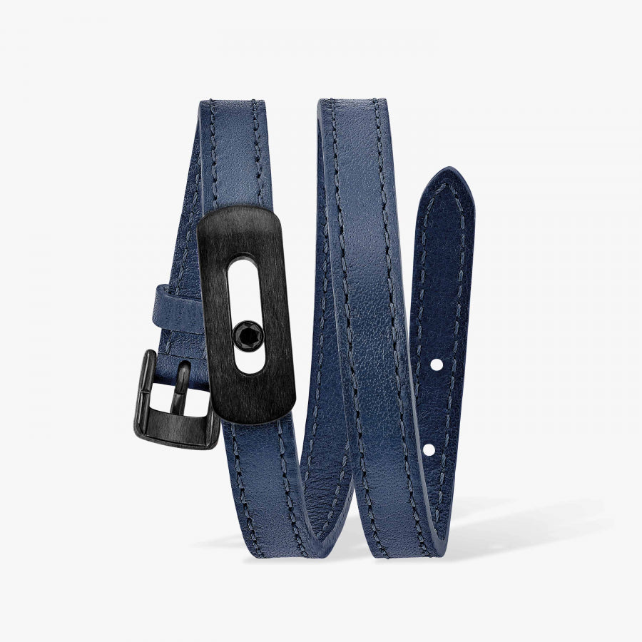 Bracelet My Move motif Titane black et bracelet cuir double tour