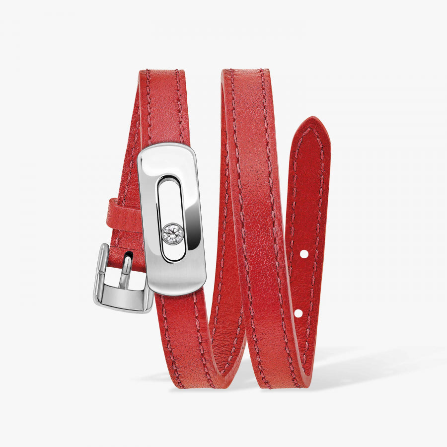 Bracelet My Move motif or et bracelet cuir double tour