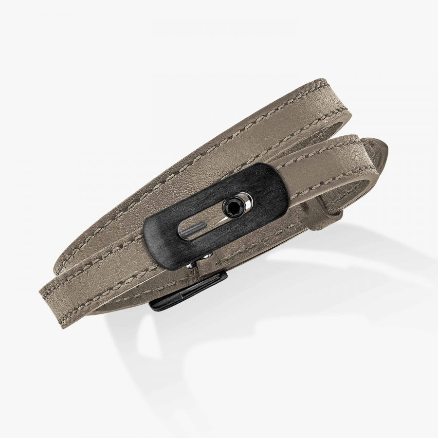 Bracelet My Move motif Titane black et bracelet cuir double tour