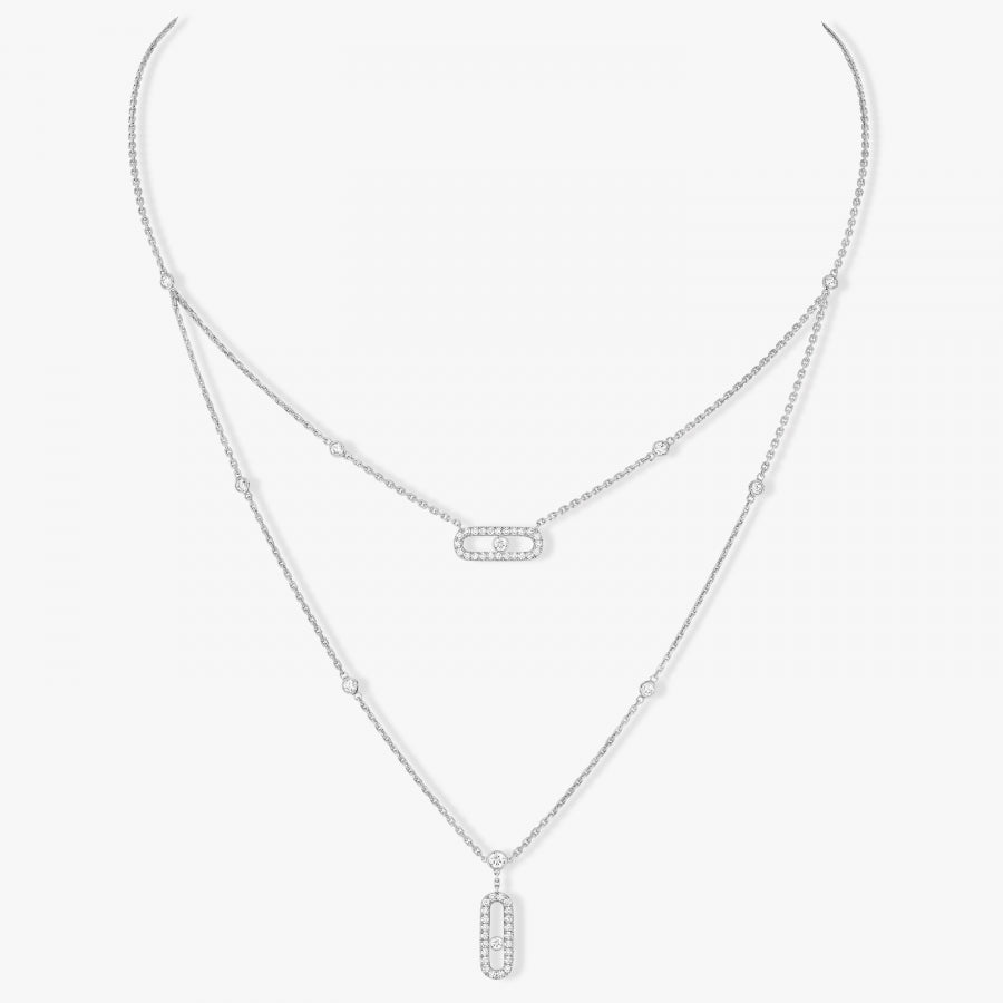 Collier Move Uno 2 rangs pavé or et diamants