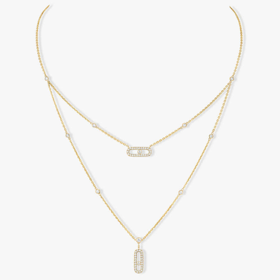 Collier Move Uno 2 rangs pavé or et diamants