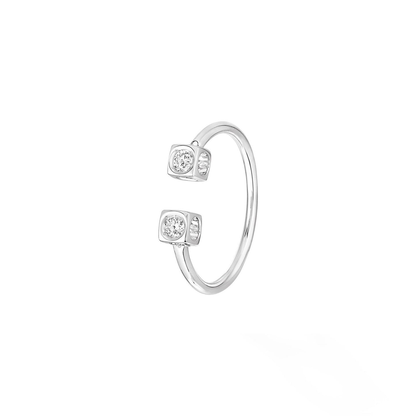 Bague Le cube Diamant or blanc 18Kt et diamants