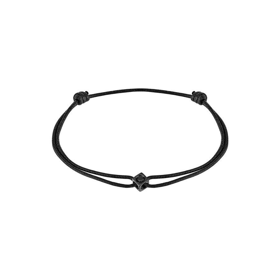 Bracelet sur cordon Le Cube Diamant titane et diamant noir