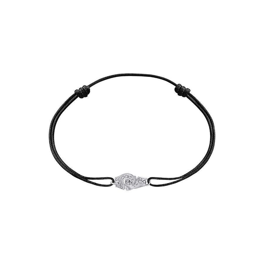 Bracelet sur cordon Menottes R8 or blanc et diamants