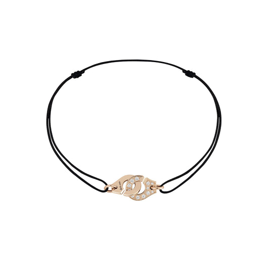 Bracelet sur cordon Menottes R8 or rose et diamants