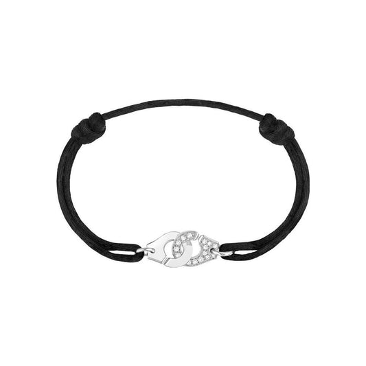 Bracelet sur cordon Menottes R10 or blanc et diamants