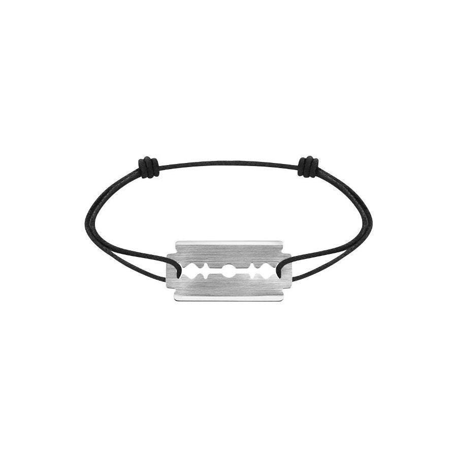 Bracelet sur cordon Lame de Rasoir or blanc petit modèle