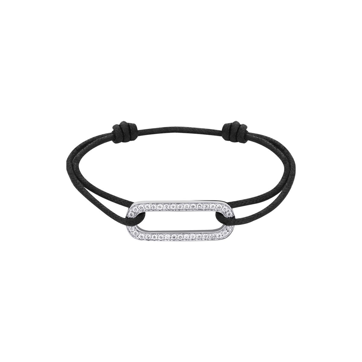 Bracelet sur cordon Maillon L or blanc et diamants