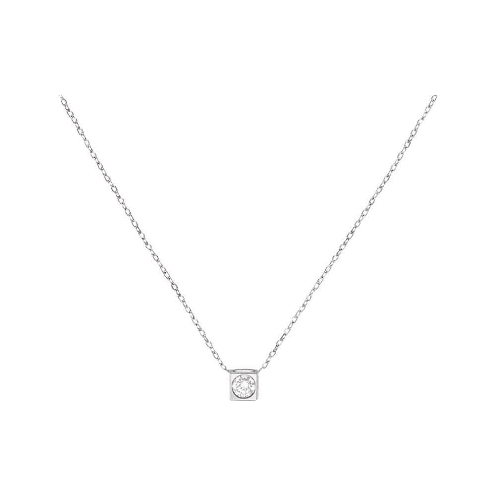 Pendentif Le Cube Diamant moyen modèle or blanc 18Kt et diamant