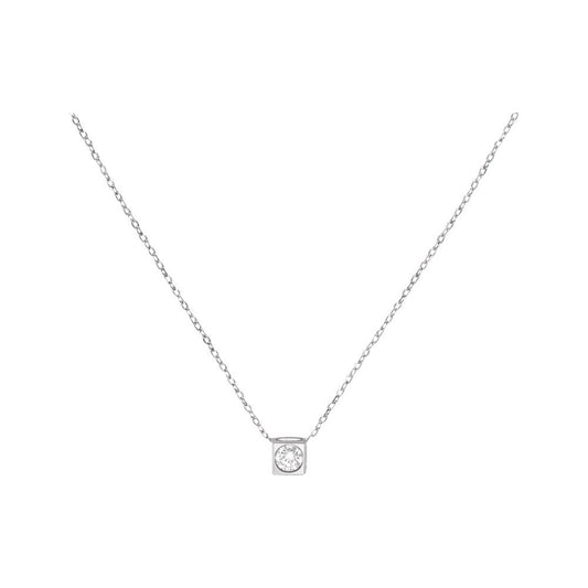 Pendentif Le Cube Diamant moyen modèle or blanc 18Kt et diamant
