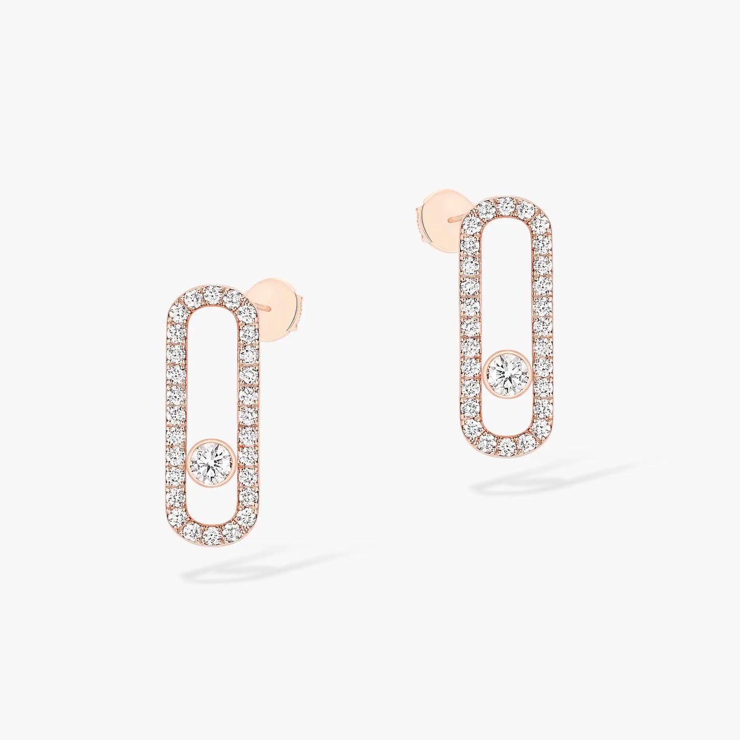 Boucles d'oreilles Move Uno or et diamants pavées