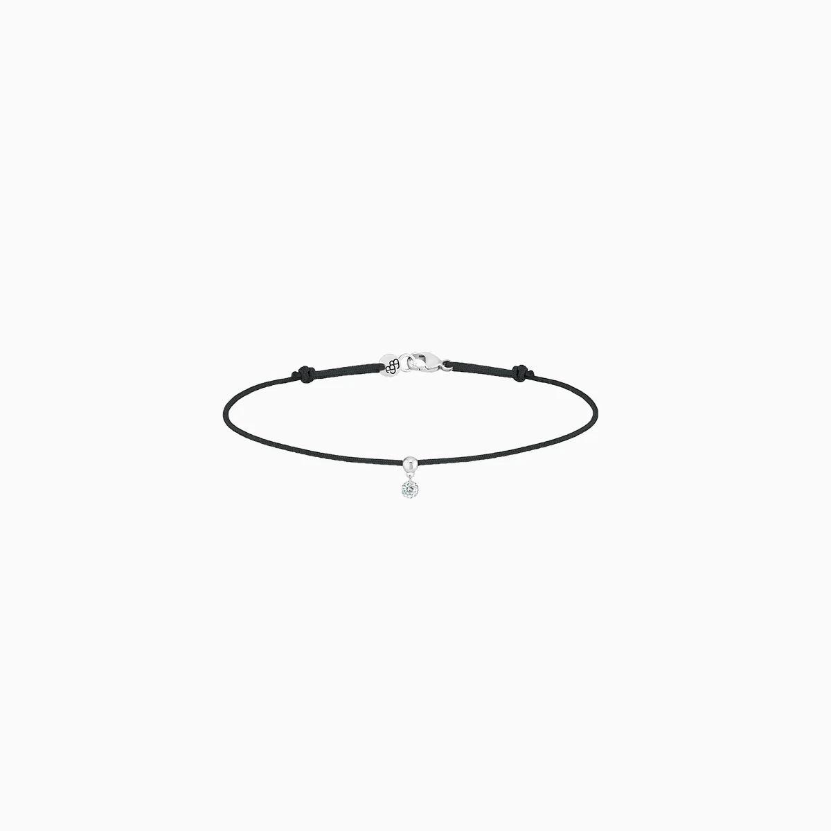 Bracelet BB diamant 0.07ct or blanc cordon noir