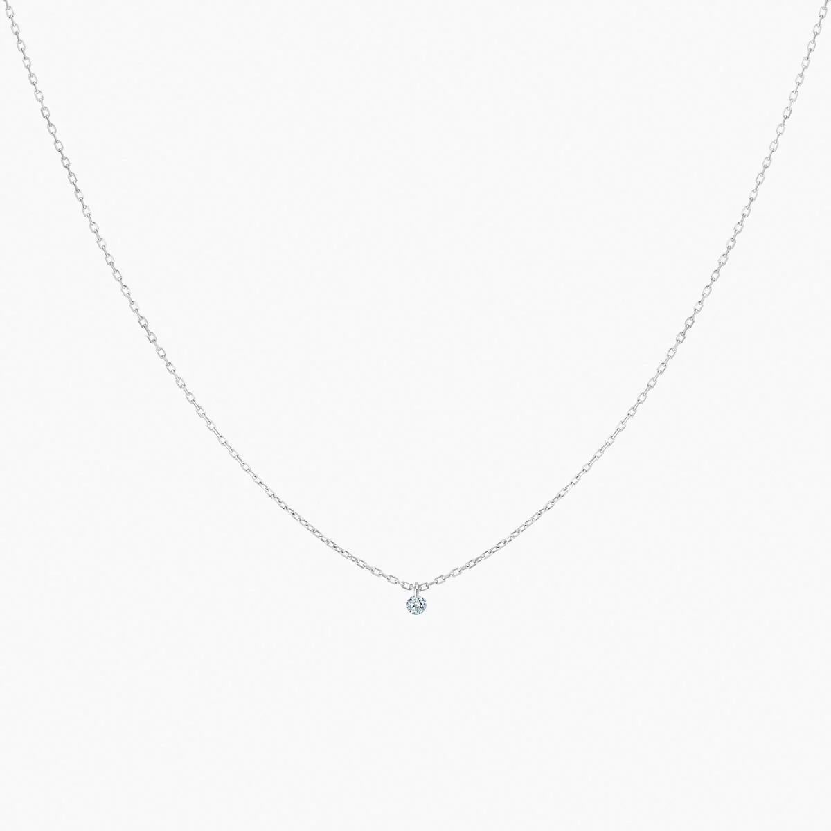 Collier 360° or blanc solitaire diamant 0.07ct