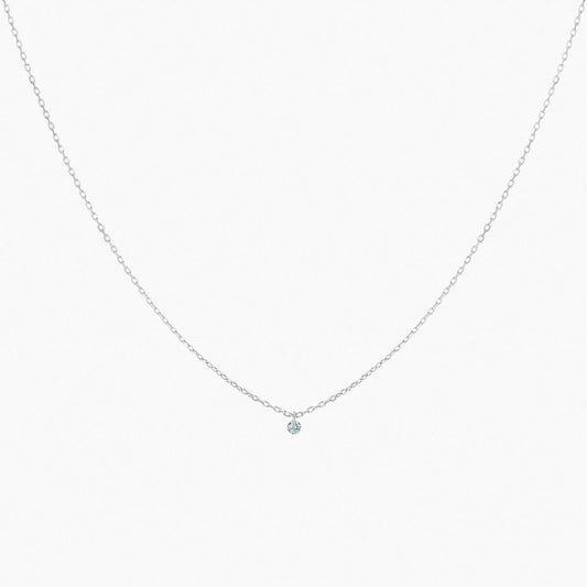 Collier 360° or blanc solitaire diamant 0.07ct