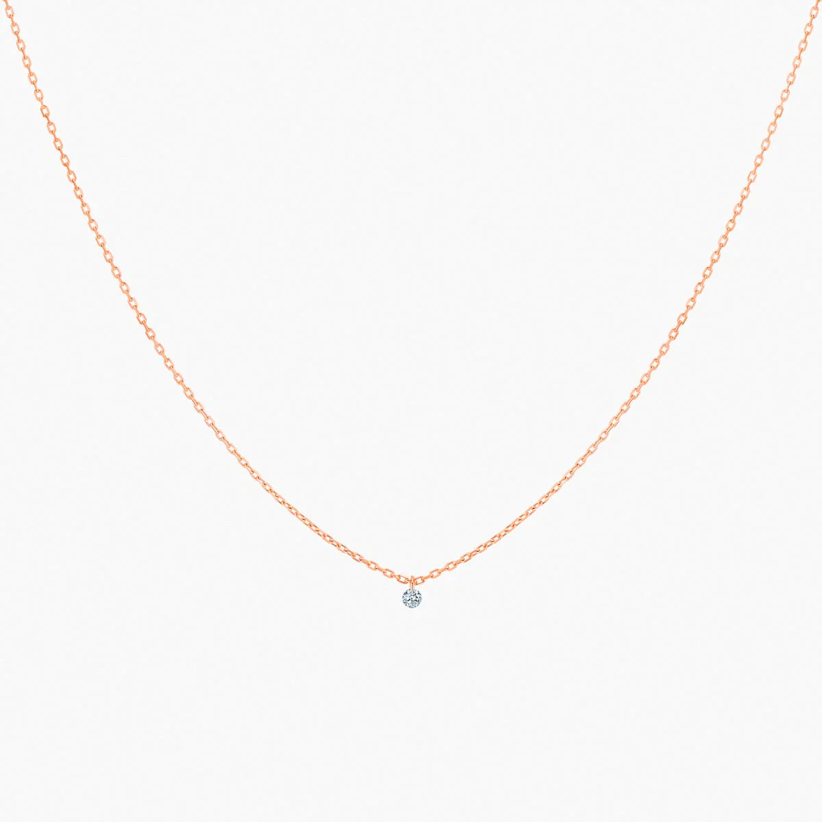 Collier 360° or rose solitaire diamant 0.07ct