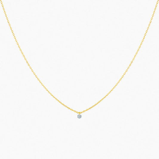 Collier 360° or jaune solitaire diamant 0.10ct