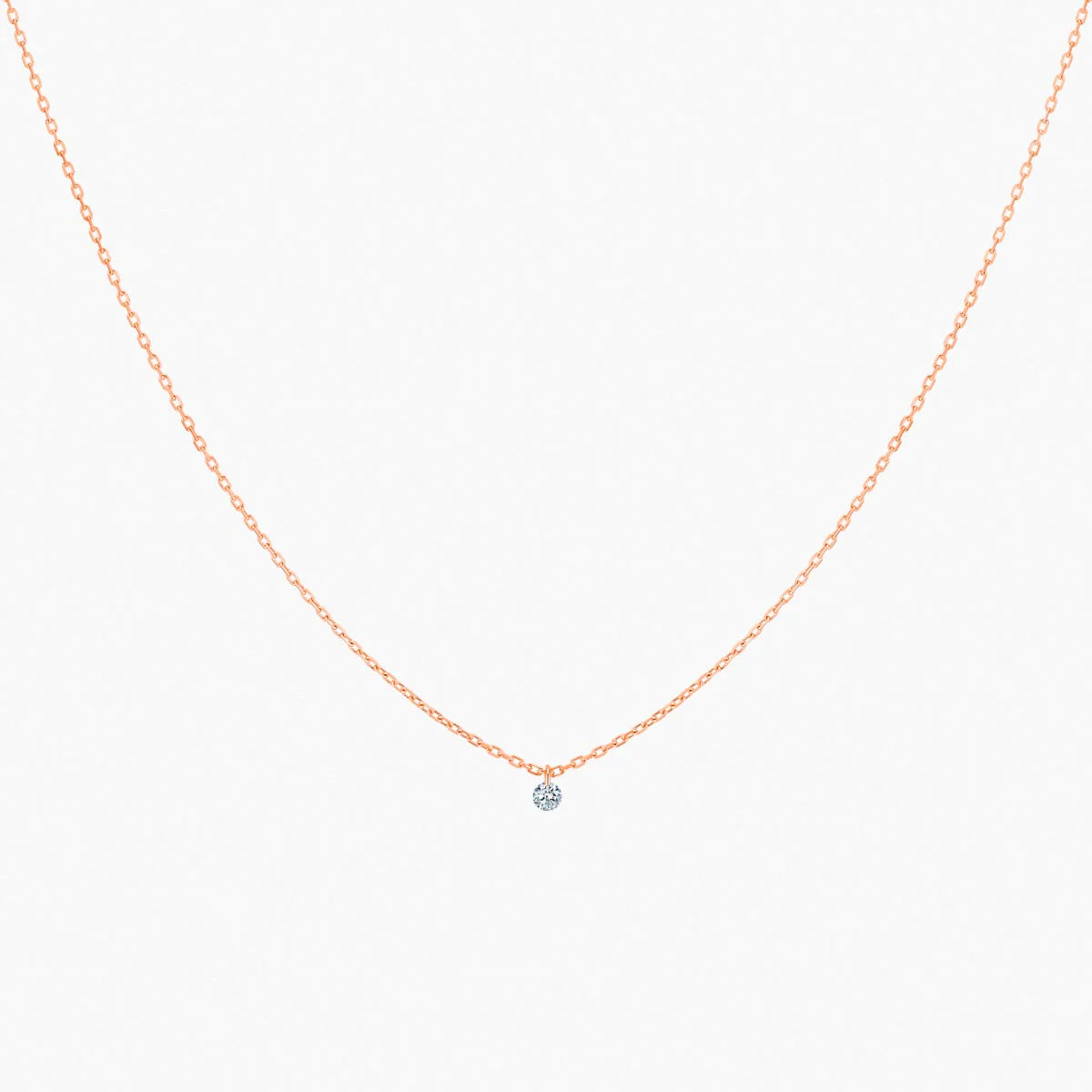 Collier 360° or rose solitaire diamant 0.10ct