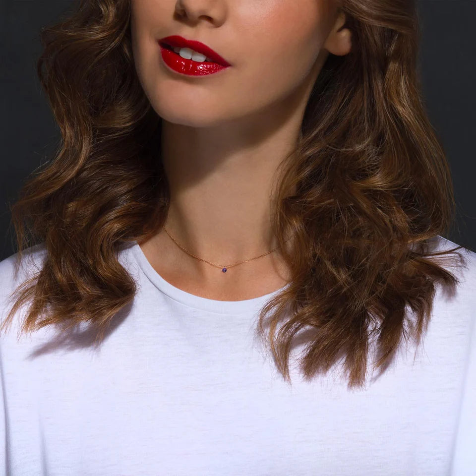 Collier Mini Confetti or rose améthyste 0.13ct