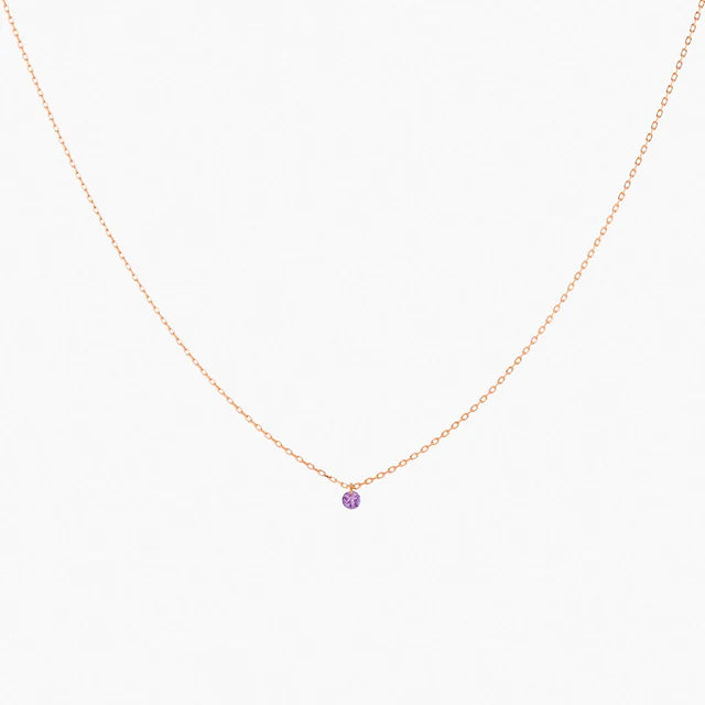 Collier Mini Confetti or rose améthyste 0.13ct