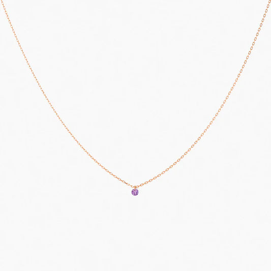 Collier Mini Confetti or rose améthyste 0.13ct
