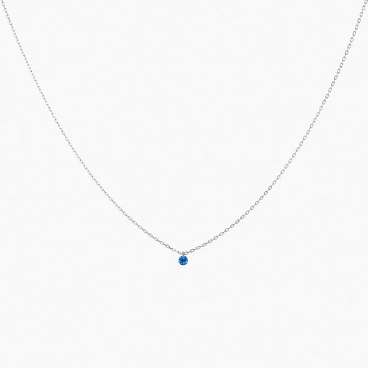 Collier Mini Confetti or blanc saphir bleu 0.15ct