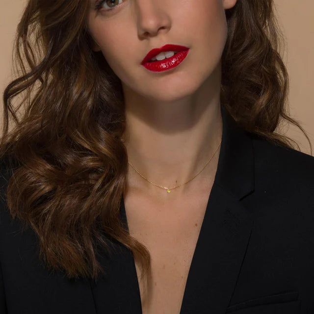 Collier Mini Confetti or jaune saphir jaune 0.15ct