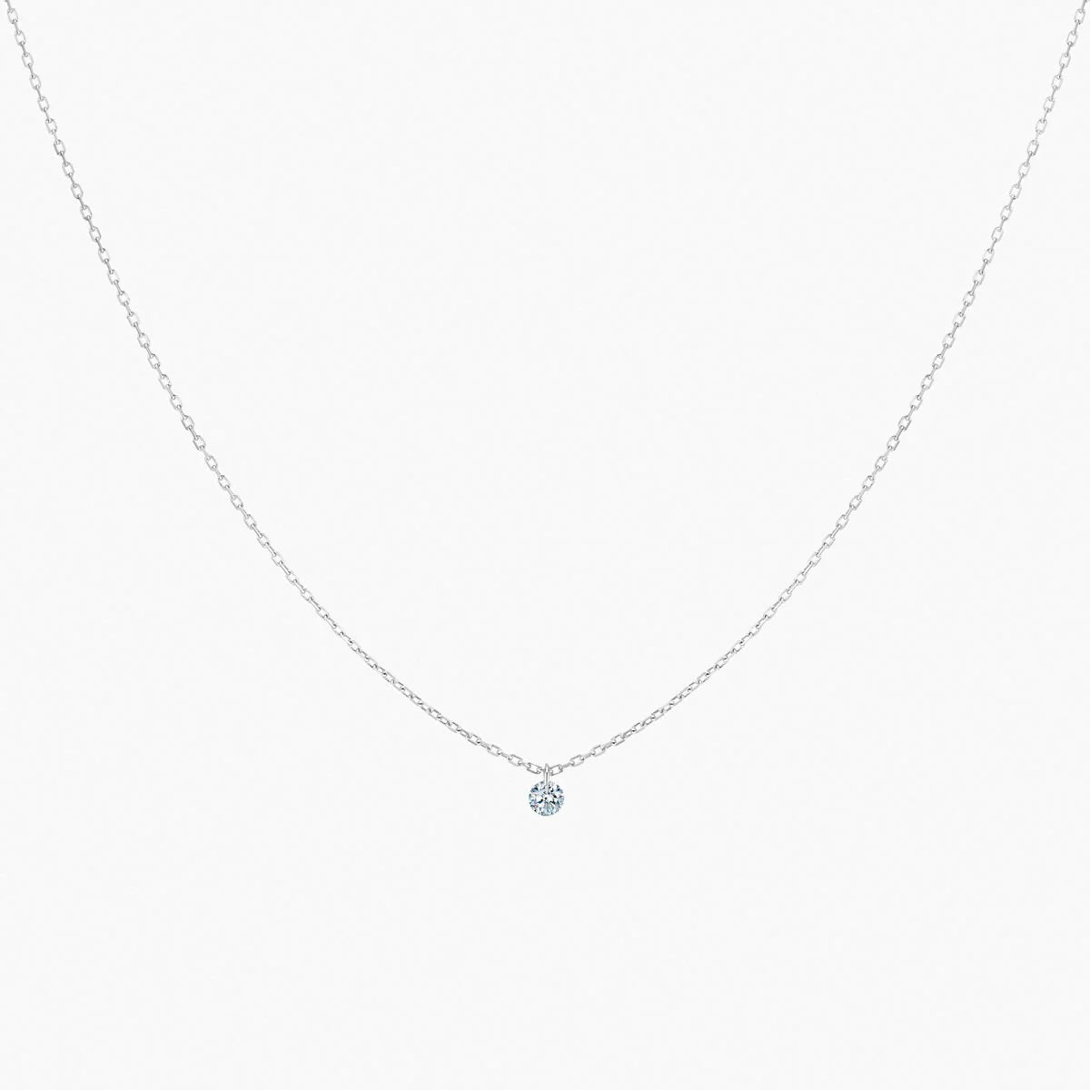 Collier 360° or blanc solitaire diamant 0.20ct