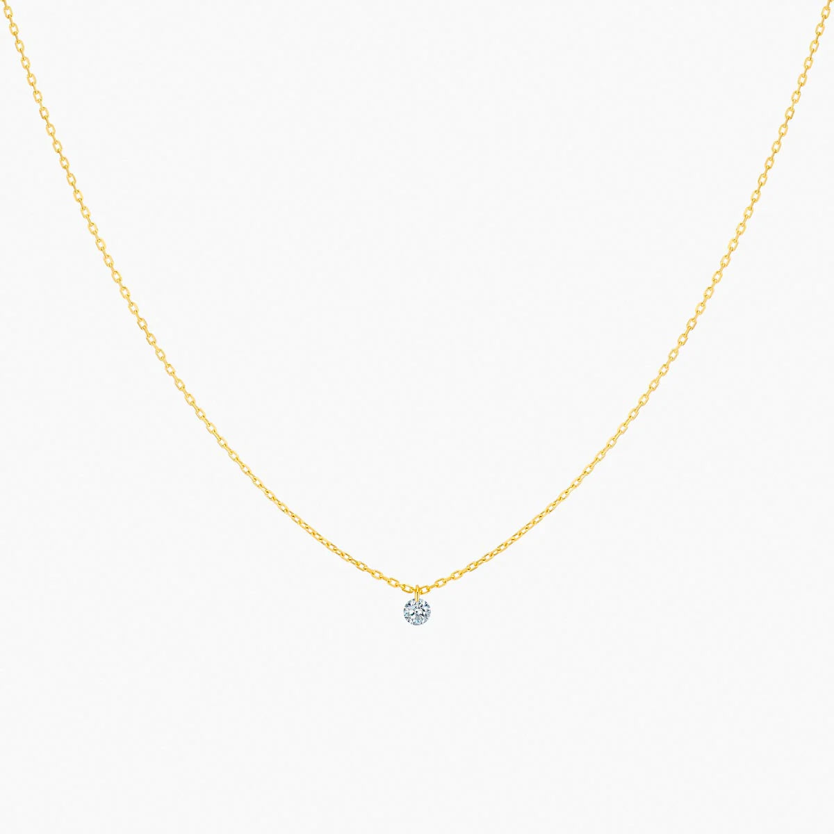Collier 360° or jaune solitaire diamant 0.20ct